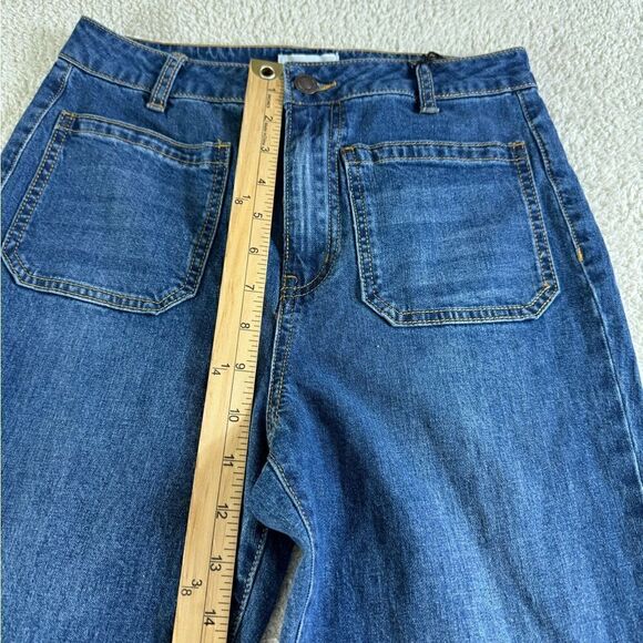 Forever 21 Jeans Womens Size 27 Y2K Flare Wide Leg Raw Hem High rise Denim New - Picture 7 of 10